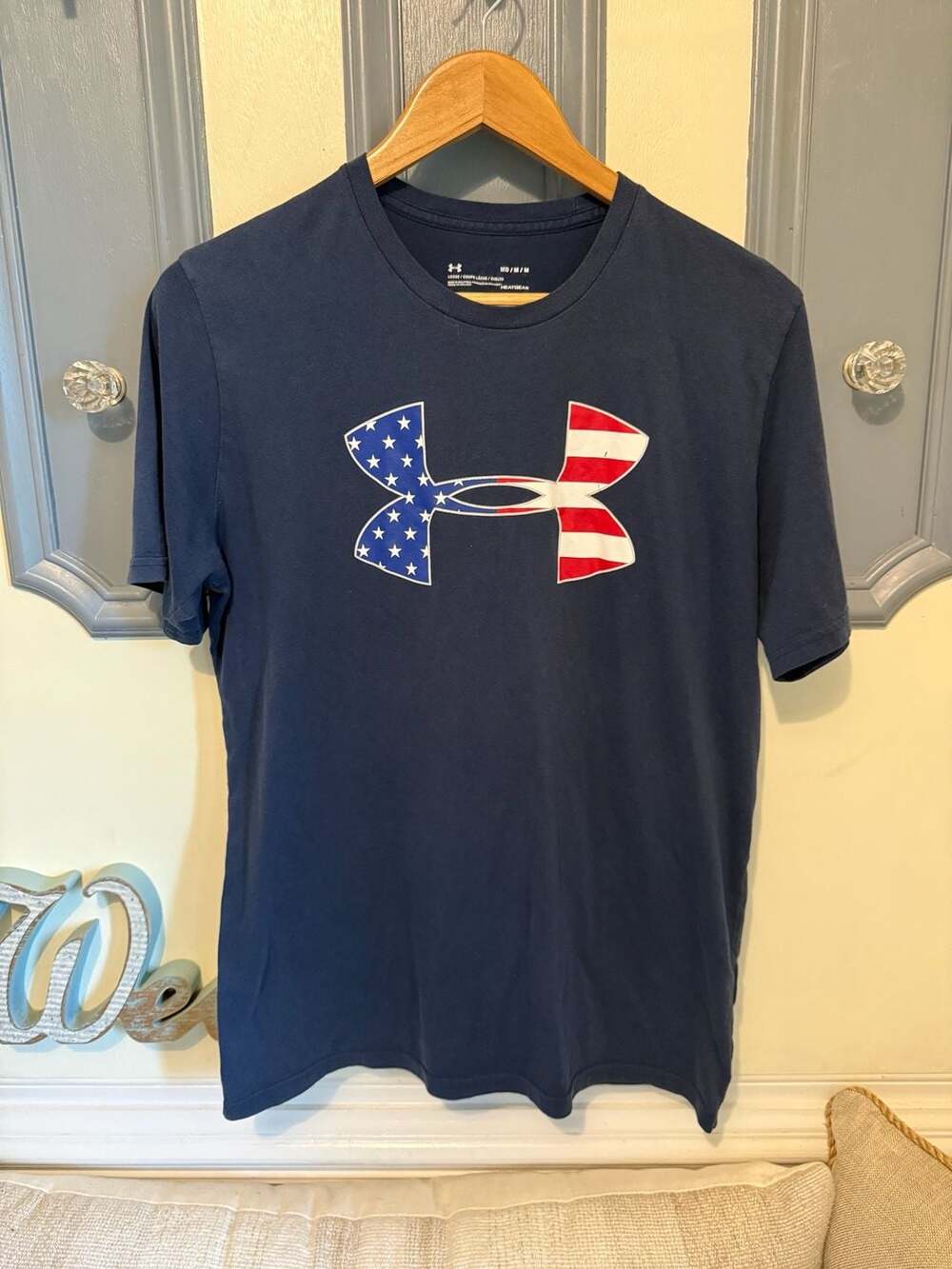 Under Armour Men's Freedom Big Logo USA American Flag Size Medium